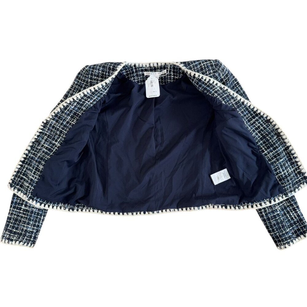 Veronica Beard Bosea Tweed Crop Jacket Blue White Cotton Blend Blazer Size 2 NWT - Picture 9 of 10